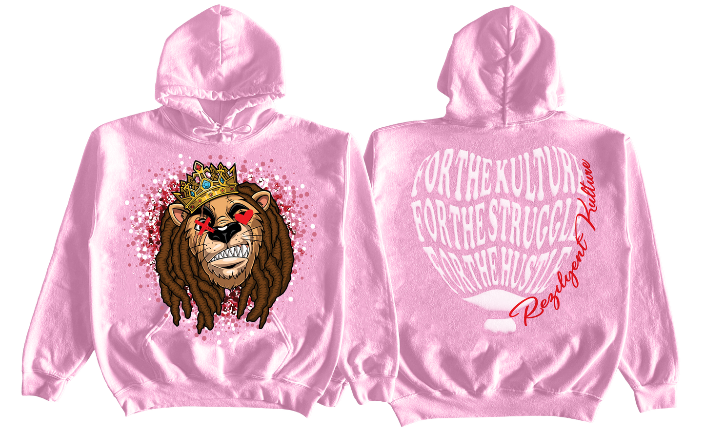 "REZILYENT HEART" PINK & WHITE PUFF HOODIE