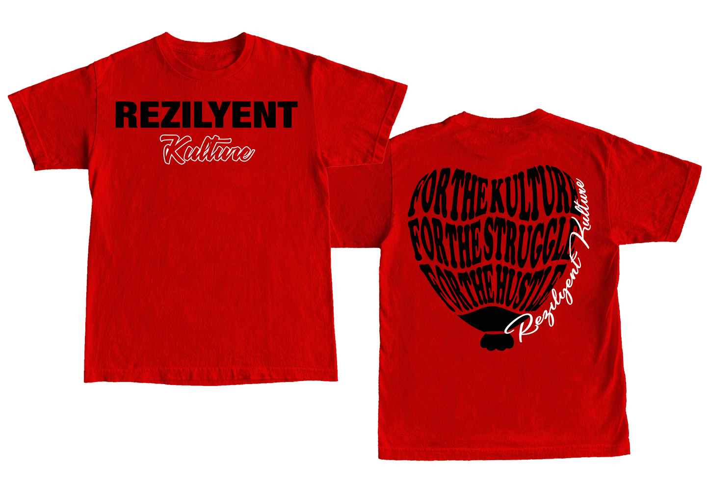 "REZILYENT HEART" RED & BLACK TEE