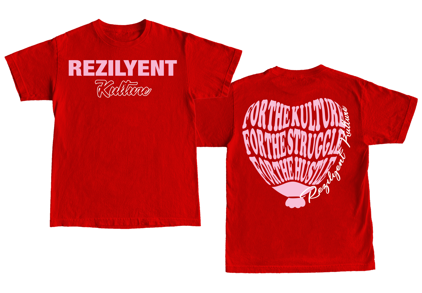 "REZILYENT HEART" RED & PINK TEE