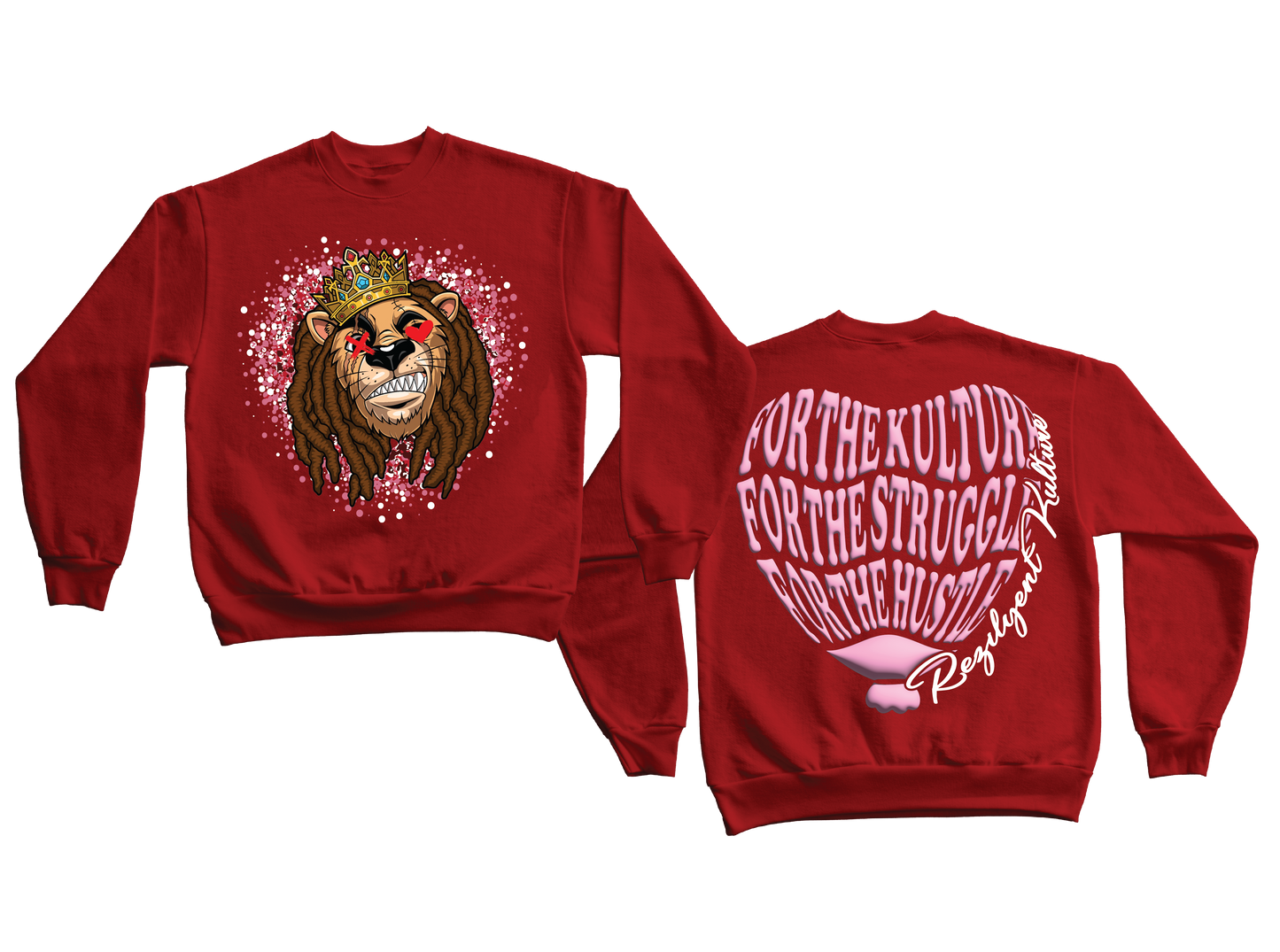 "REZILYENT LION" RED CREW NECK