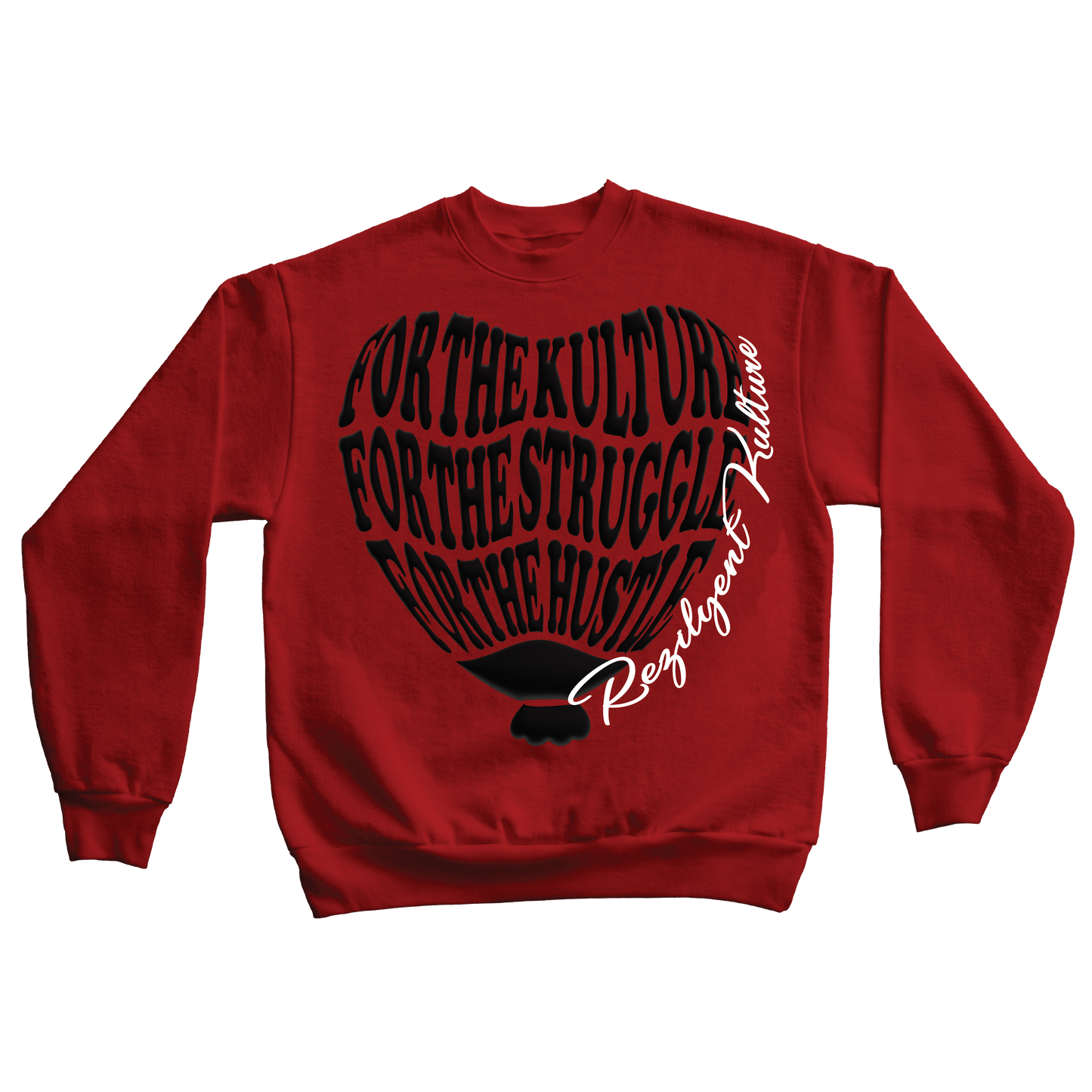 "REZILYENT HEART" RED & BLACK PUFF CREW NECK